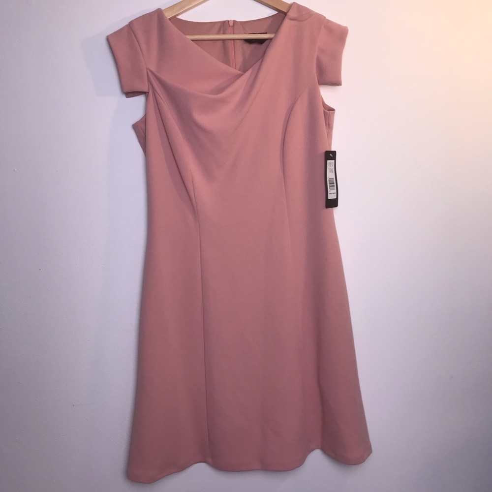 Bebe Blush Dress with Cowl Neck
